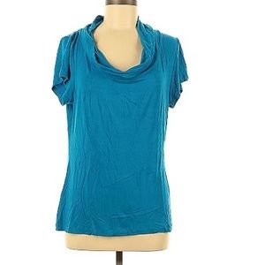 Cable & Gauge Teal Cowl Neck Short Sleeve Shirt